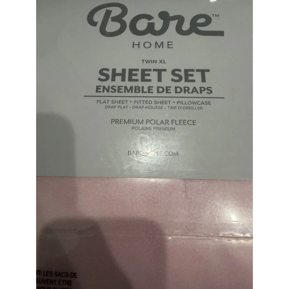 Bare Sheet Set Twin XL Premium Polar Fleece Dorm Bed Size College Pink Sheet